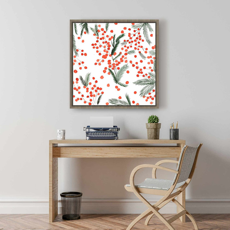 Mistletoe Leaf Pattern Canvas | Holidays White Trees Decor