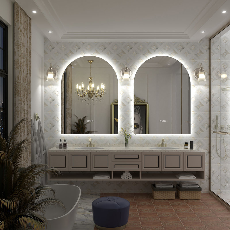 Aevar UL Certified LED Anti-Fog Tempered Glass Bathroom/Vanity Mirror with 3-Year Warranty, 44" x 32"