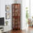 Corner Curio Cabinet with 4 Adjustable Tempered Glass Shelves and Lighting System-514885940