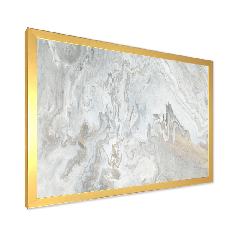 «Wave Art» dans les tons de gris IV - impression sur toile, H 24 po x l 36 po x P 1 po, Cadre doré
