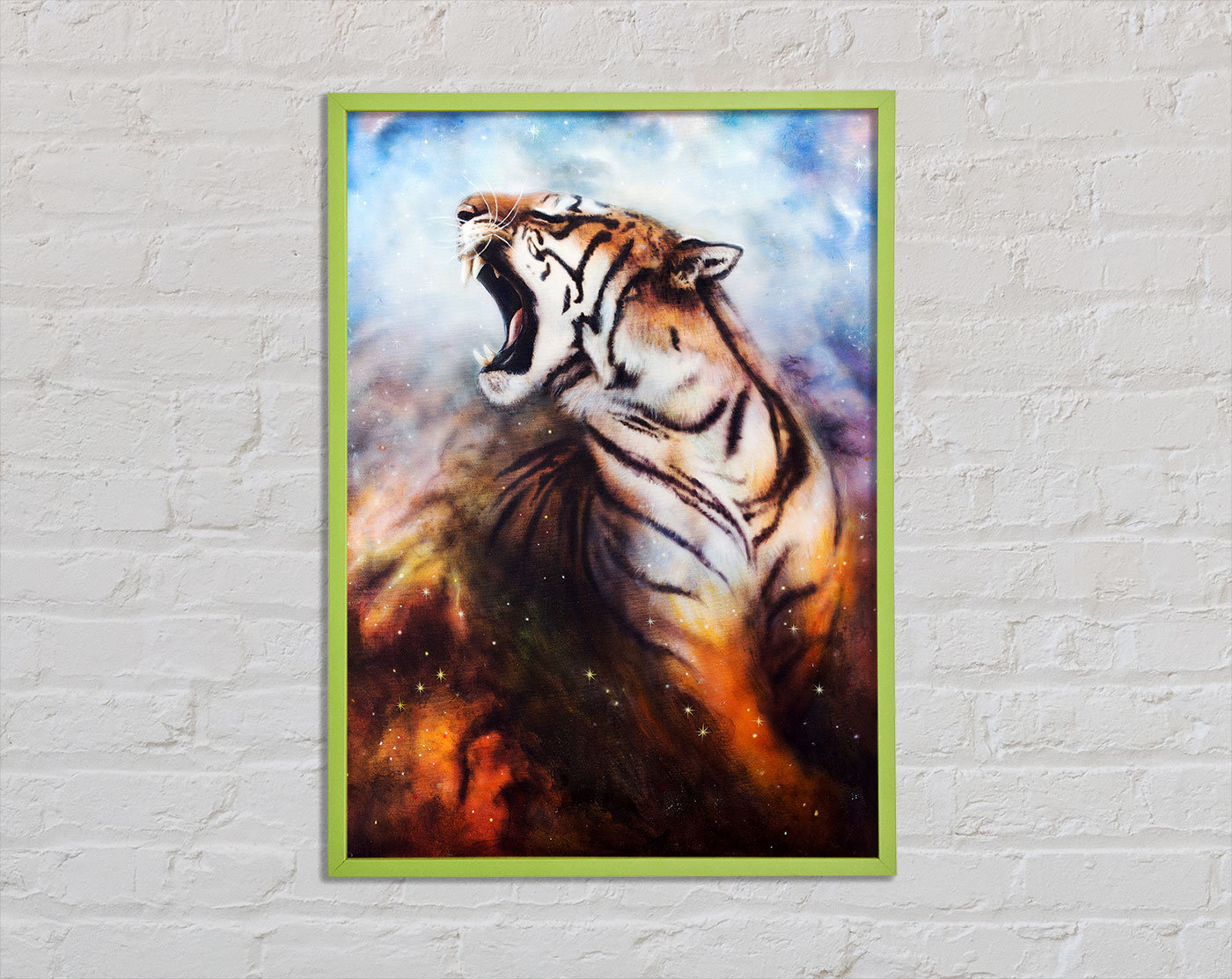 Tiger Art Print Tiger Watercolor Painting Roaring Tiger Painting