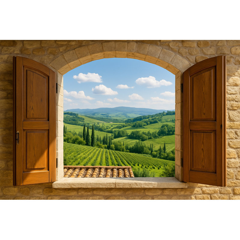 Toile toscane Hillside Escape - vue panoramique sur fenêtre
