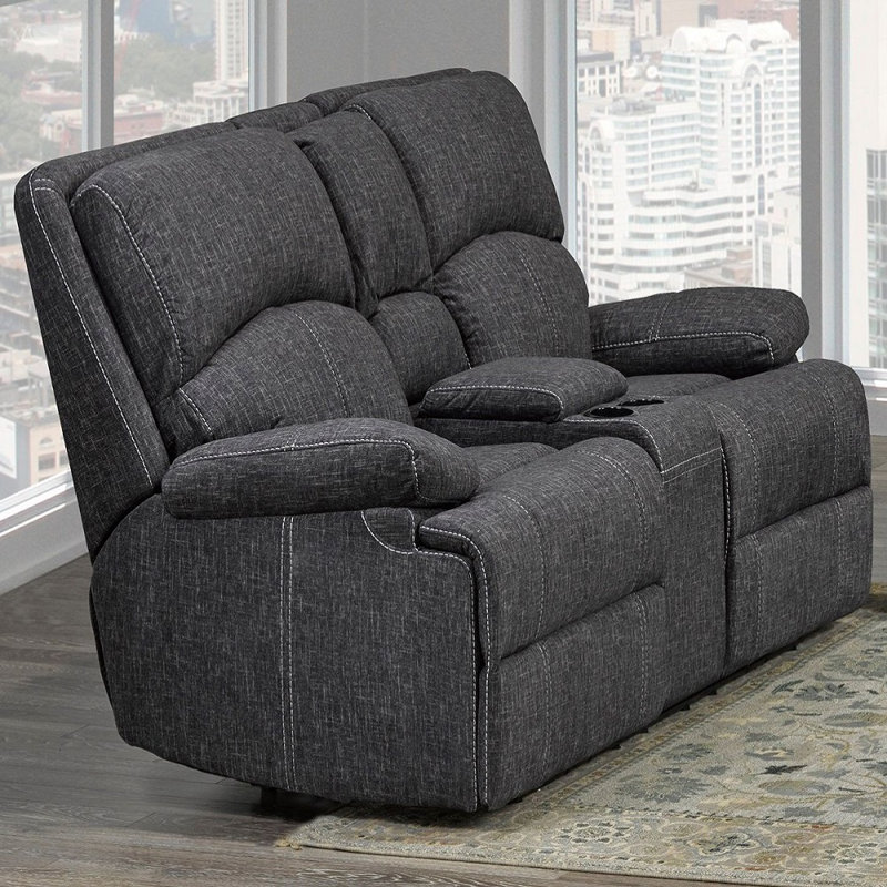 Causeuse inclinable avec accoudoirs coussinés de 62 po Lyles
