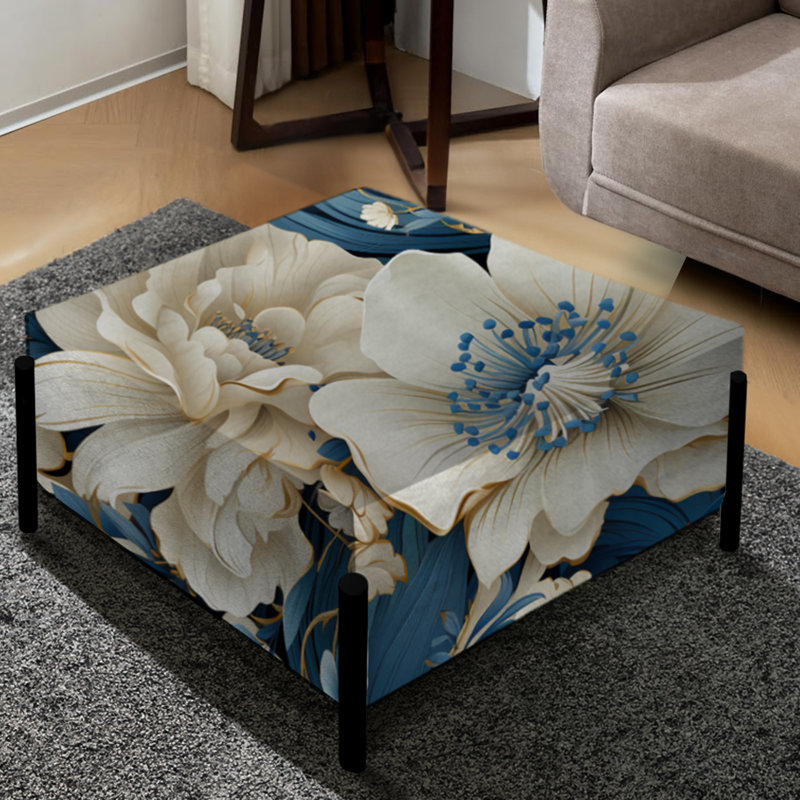 Coastal Breeze Paisley Motif III - Grand repose-pieds carré à motif cachemire