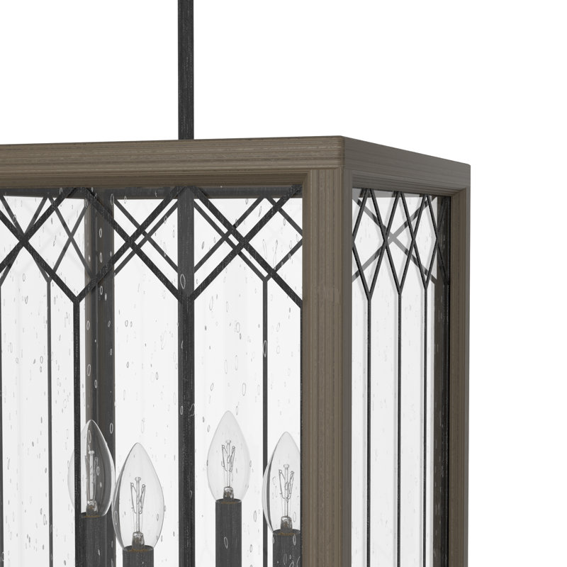 Small Rustic Iron and Glass Lantern Pendant Light