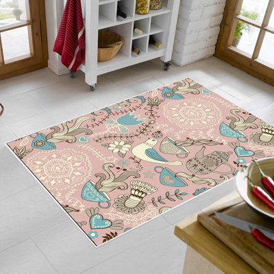 Tapis rose / brun / bleu Elvena