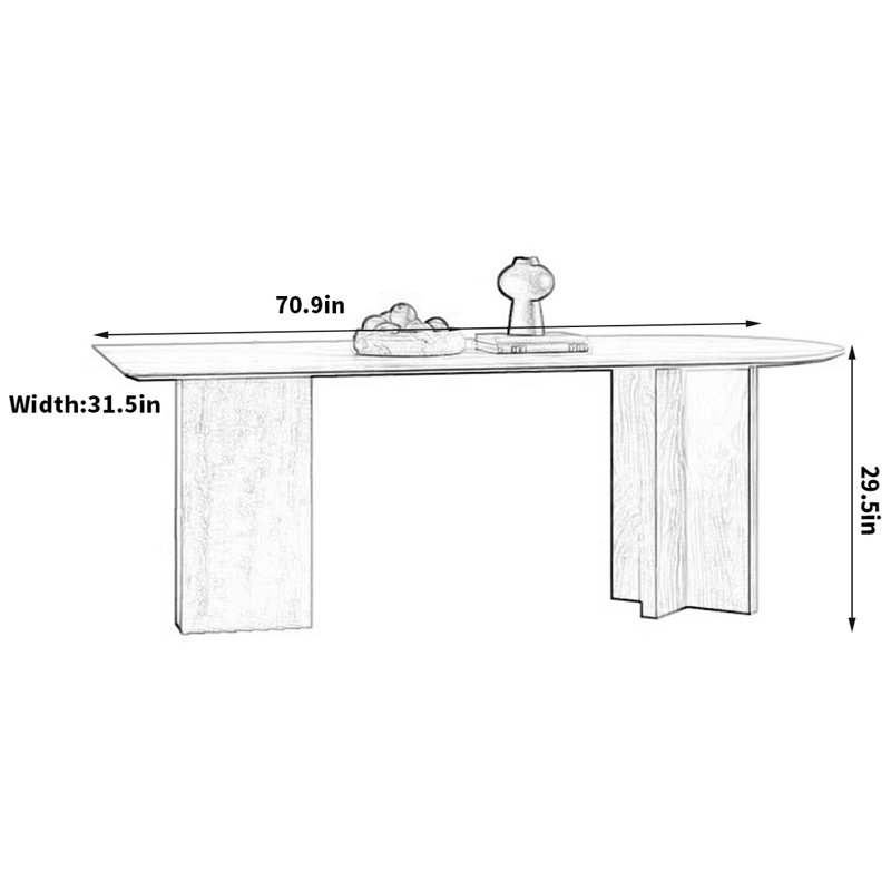 Ignasiak Solid Wood Base Dining Table, 29.5"H x 70.9"L x 31.5"W