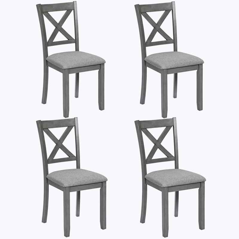 Chaises de salle à manger rembourrées en bois massif gris pour la cuisine, la pièce ou la chambre à coucher avec coussin confortable et assemblage facile Gris, bois massif, chaises de salle à manger rembourrées, cuisine, pièce, chambre à coucher, confortable