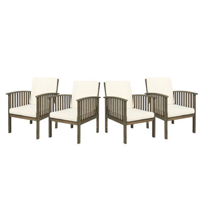 Ensemble de 4 chaises d'extérieur en bois d'acacia pour l'extérieur