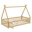 Lit simple de style Montessori avec clôture et porte-353043289