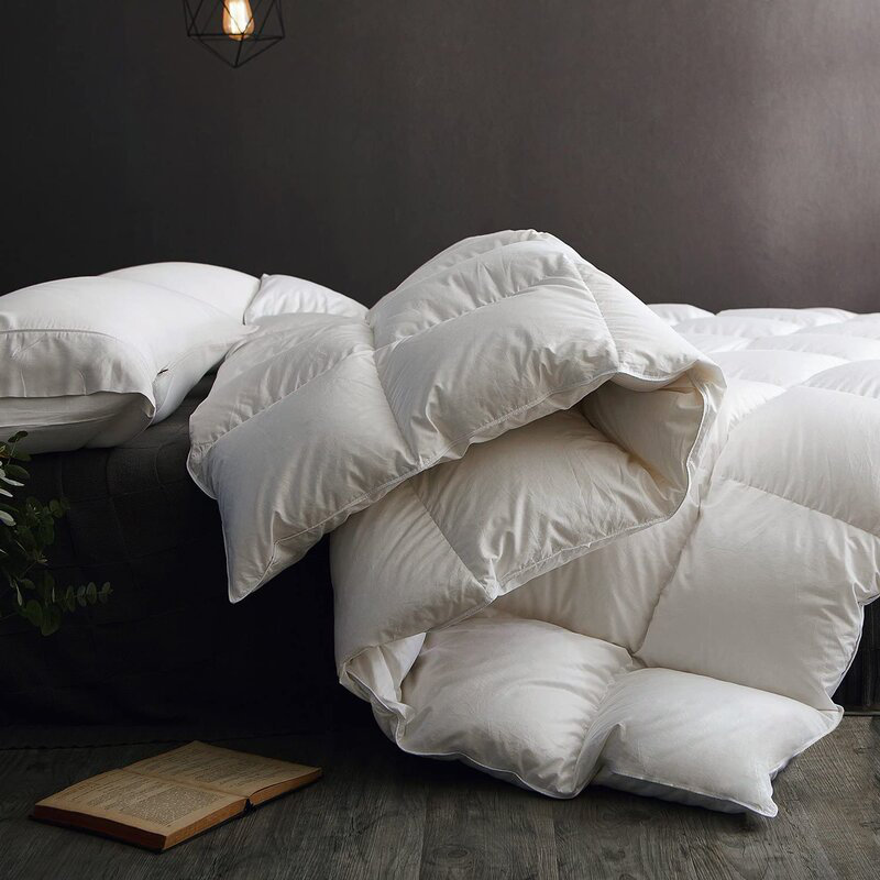 100% Cotton Cover Down Feathers Comforter All Season Warmth Duvet Insert, King Down Comforter
