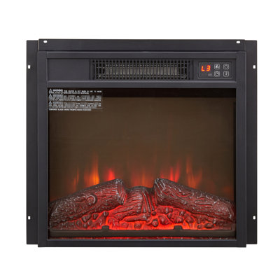 18" Electric Fireplace Insert, 1400W Power, Realistic Flame, Black Tempered Glass, Touch Button & Remote, Energy Saving 120V Heater, Remote Control, Space