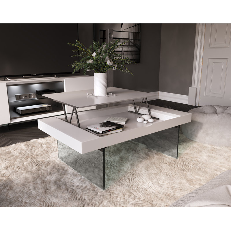 MX11 Glass Top Coffee Table, 18" H x 43" L x 36" W