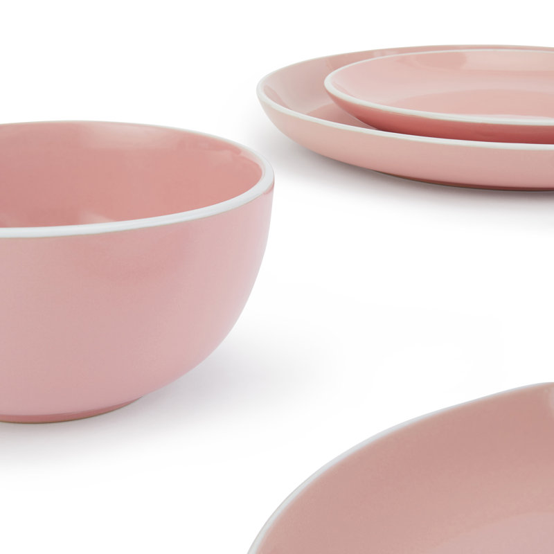 12pc Halo Bubble Gum Dinner Set, Pink