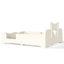 Lit plateforme pour enfant pleine grandeur avec garde-corps, tête de lit et bibliothèque latérale Bowknot, lit bas, pas de sommier, beige-132055045-132055042