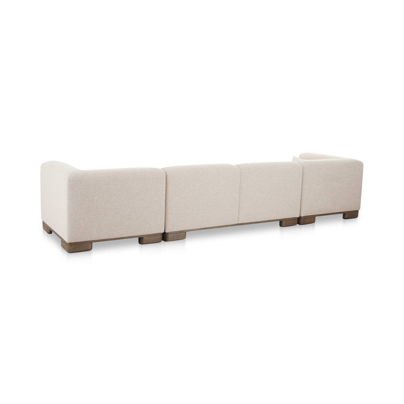 June Modular Sofa Performance Fabric, Beige, 30" H x 115" W x 40" D