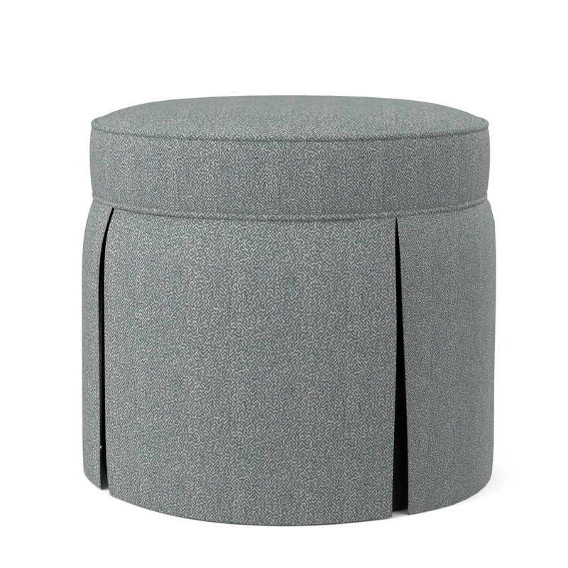 Bella Round Ottoman, Maya Cyan Polyester Blend