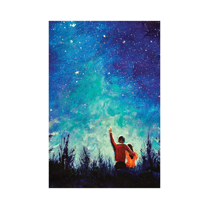 Young Love Couple in Night Landscape 1 Piece Wrapped Canvas Painting, 66.04 cm H x 45.72 cm W x 3.175 cm D