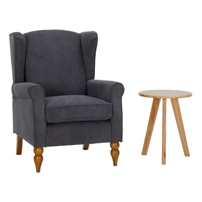 Fauteuil rembourré avec table d'appoint en bois massif