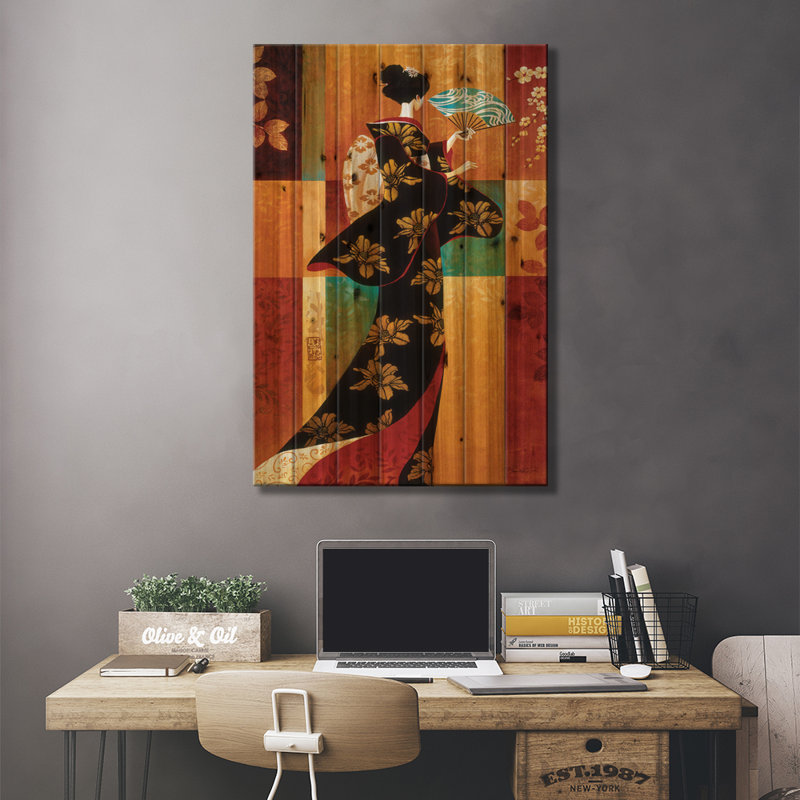«Sakura On Wood» par Keith Mallett, H 26 po x l 18 po x P 1,5 po