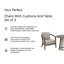 Ensemble de 3 chaises d'extérieur avec coussins et table Conon