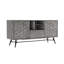 Buffet gris en bois gris, décor 3D en nid d'abeille, servant de vestibule, de média et d'armoire de bureau, méthode d'installation rapide, étapes d'assemblage
