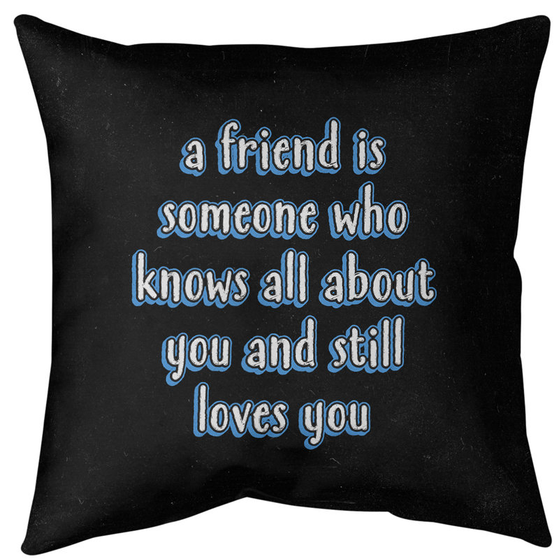 Coussin de sol Love & Friendship, 40 po x 40 po, Bleu