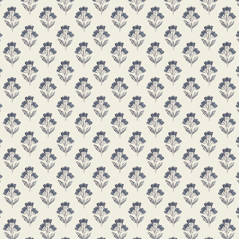 Banc rembourré Stoffer Home x Fabric and Co. Lindy, Bleu Francie