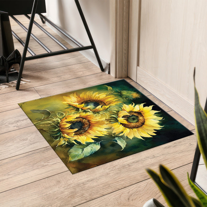 Chic Abstract Floral Design With Pile Soft Printed Rug Perfect for Adding an Artistic Touch to Any Living Space, Square 3'11"