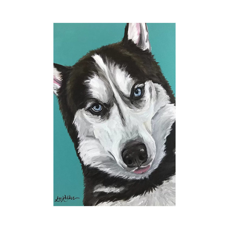 Husky On Seafoam - Wrapped Canvas Painting, 20.32 cm H x 30.48 cm W