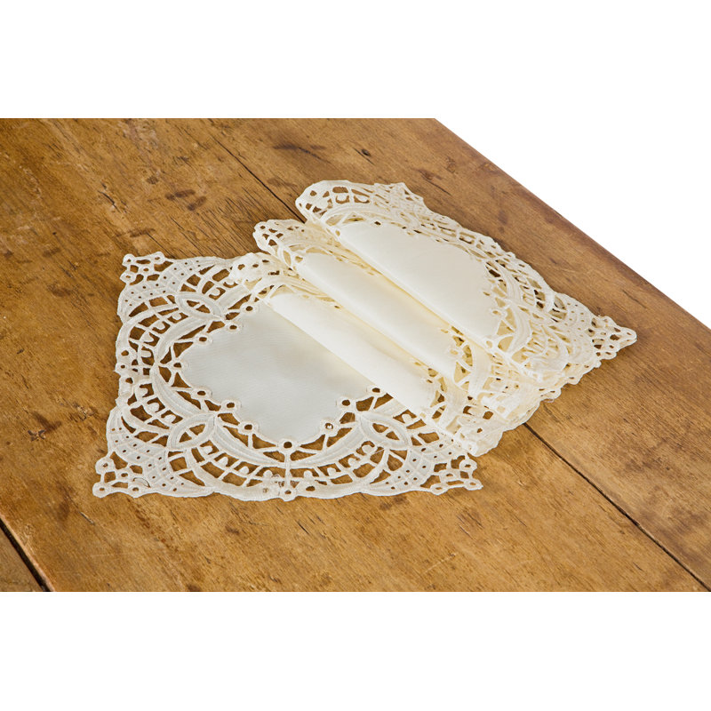 Wedgeworth Polyester Floral Square Doily, Ivory, 8" L x 8" W