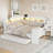 Full Size Daybed with Storage Shelves,Trundle,Charging Station,LED Light-129620546