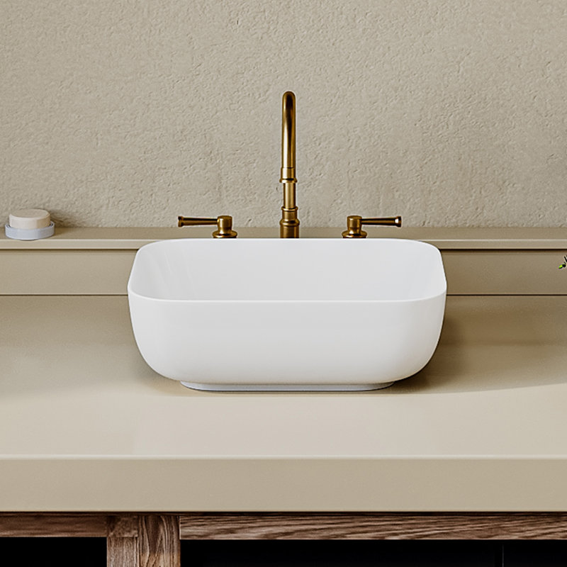 Lavabo de salle de bain rectangulaire en porcelaine vitrifiée 16 po x 12 po en blanc