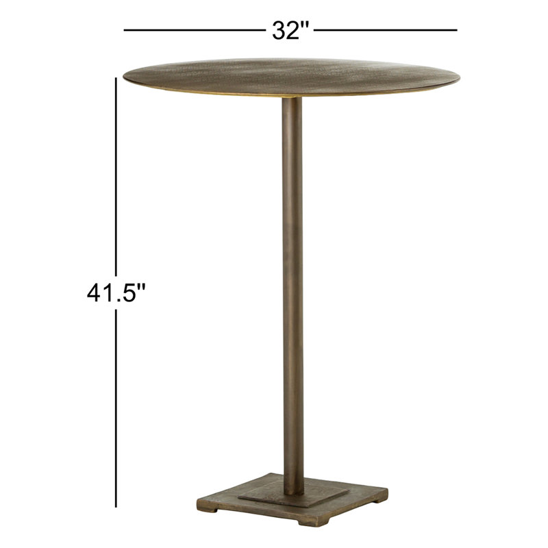 Fannin Round Dining Table, Acid Etched Aged Brass, 41.5" H x 32" L x 32" W