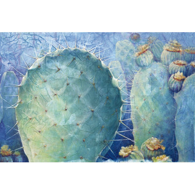 Cacti On Blue - Wrapped Canvas Print