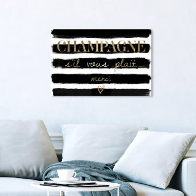 Champagne - reproduction d'art textuel sur toile