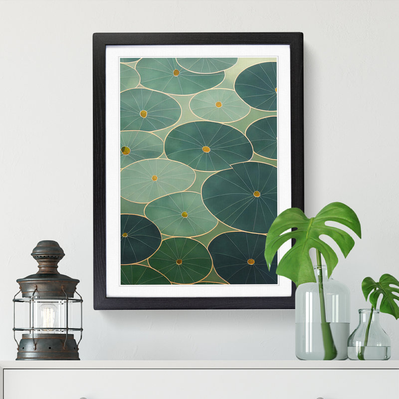 Water Lily Pond Abstract - Framed Print, 64cm H x 46cm W x 2cm D, Walnut