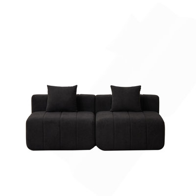 Canapé modulaire en chenille avec 2 coussins, canapé modulaire symétrique pour la chambre à coucher, le salon, le bureau pour les loisirs ou la sieste, la salle de lecture et le hall d'entrée