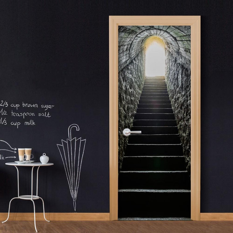 Tiny House Chalkboard Door with Peel and Stick Wallpaper 