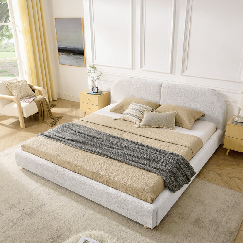 Très grande base de lit tapissier, Beige