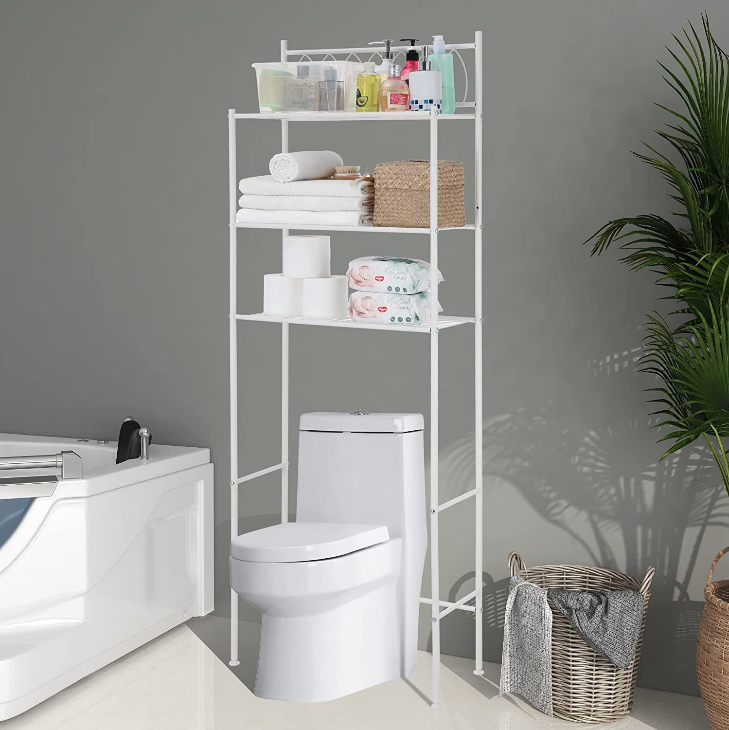 Aionna 3-Tier Over The Toilet Storage Rack Shelves Bathroom Organizer Shelf Space Saver Latitude Run