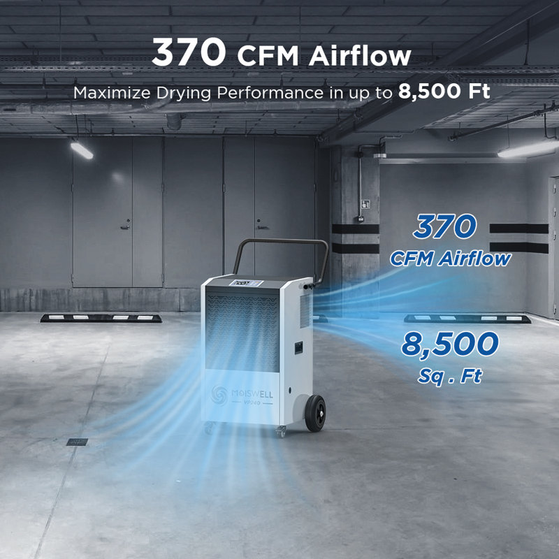 240 Pints Commercial Dehumidifier With Pump Automatic Continuous Draining for Basements & Industrial Sites up to 8,500 Sq. Ft.