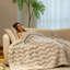 Faux Rabbit Fur & Flannel Weighted Throw Blanket, Ultra Soft & Cozy for Bedroom Living Room Décor -125314519-125314517