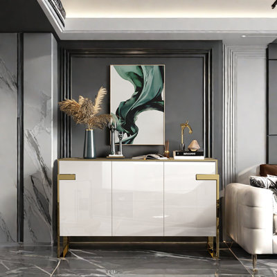 Lacquered Solid Wood Accent Cabinet 59.06'' Sideboard