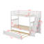 Lit superposé simple au-dessus de simple en bois massif avec rangement gigogne et structure d'escalier-975507005