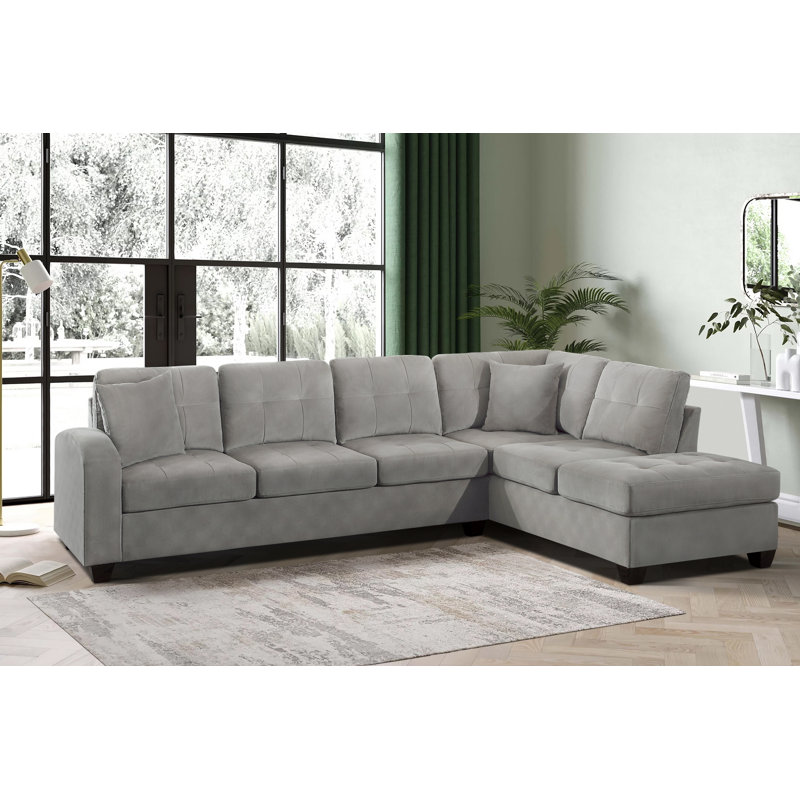 Mulrey 109.5" Modern & Contemporary Microfiber 2-Piece Sectional Sofa with Flexible Reversible Chaise Configuration, Premium High-Density Foam over Pocket Coils Comfort