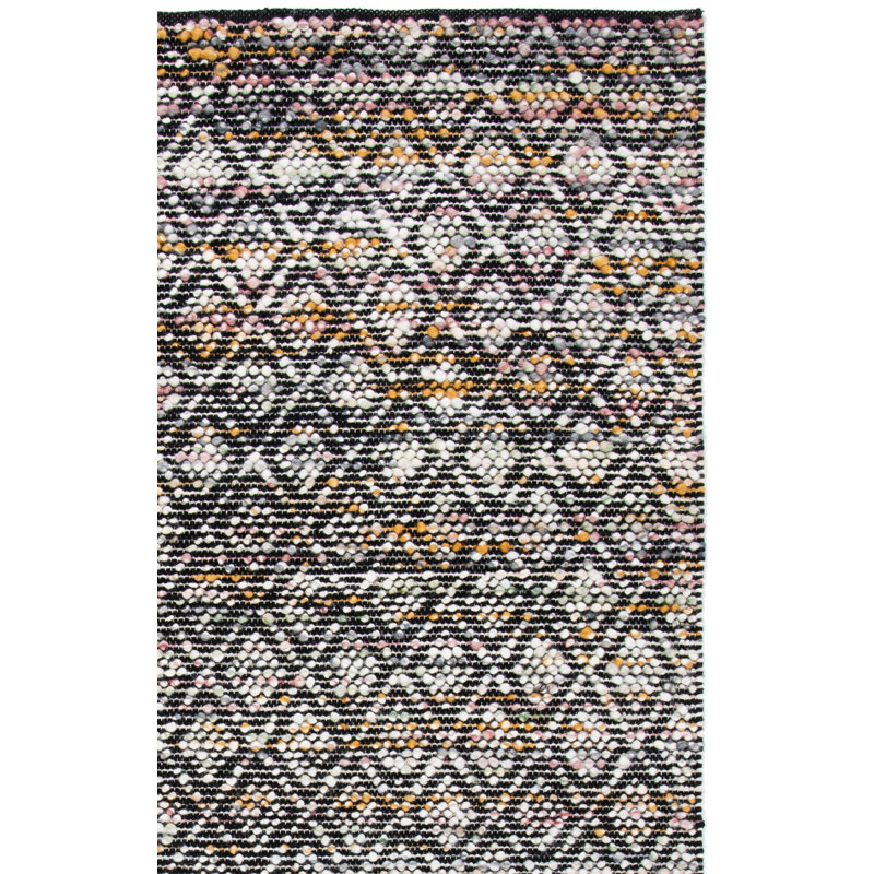 Natura Hand Woven Wool/Cotton Geometric Rug in Yellow/Black/Ivory, Square 6'