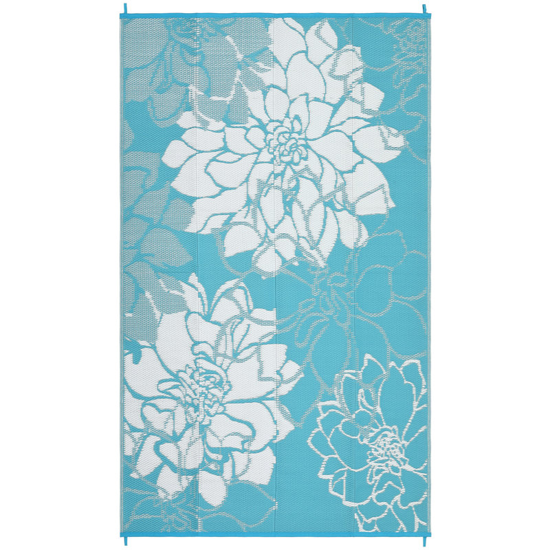 Floral Machine Printed Area Rug, Rectangle 274 x 366 cm, Blue