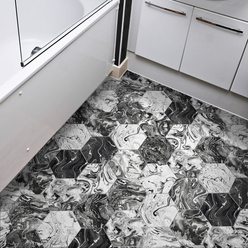 Ebru 9" x 11" Porcelain Marble Look Wall & Floor Tile