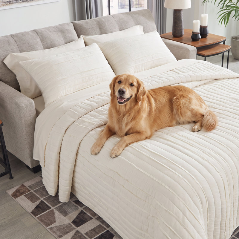 75" Upholstered Sofa, Beige Chenille